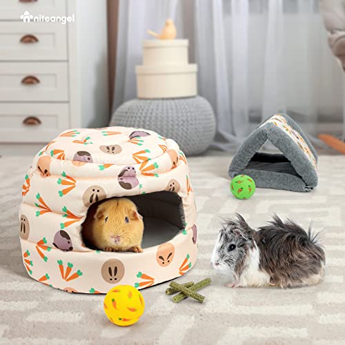 Niteangel Bunny Bed Big Guinea Pig Cave House Hideout for Rabbit Ferret Chinchilla Degu Hedgehogs Squirrel and Other Small Animals - color: Semicircle Bed