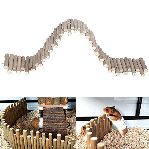 Ejoyous Hamster Wooden Bridge, Wood Ladder Hamster Fence Hideout Cage Bedding Climbing Toys for Syrian Hamsters Gerbil Small Animals (50CM Fence) - size: 50CM Fence