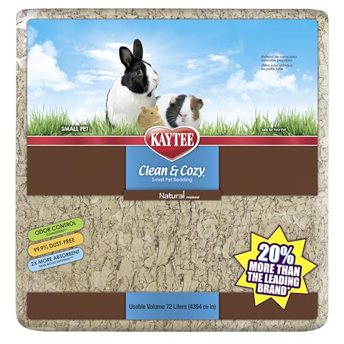 Kaytee Clean & Cozy Natural Paper Bedding, 72 Liter | Keeps habitats fresh. Small animal bedding for rabbits, guinea pigs, hamsters. Hamster bedding odor control, 99% dust-free - size: 72 Liter