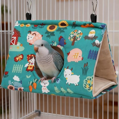 Rypet Bird Nest House, Bird Bed for Cage, Hanging Hammock Bird Hut,Forest S | Warm Plush Cotton Comfort, Side Hole Entry, Dual Hanging Straps for Cage, Machine Washable, Green Bird Tent for Small Birds - color: Forest Green, size: Small (Pack of 1)