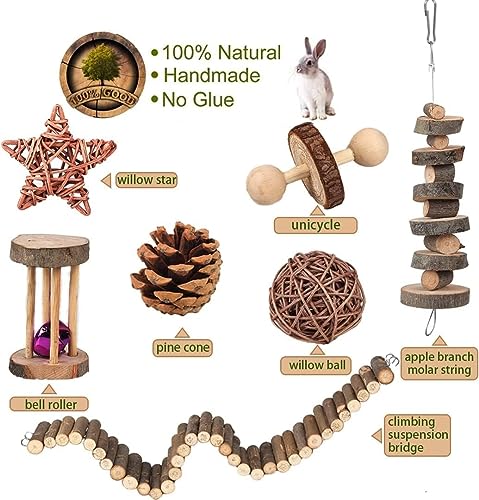 Hamster Accessories - Guinea Pig & Chinchilla Chew Toys - Suspension Bridge Set - Willow Ball & Stuff for Dwarf Syrian Chinchillas & Gerbils
