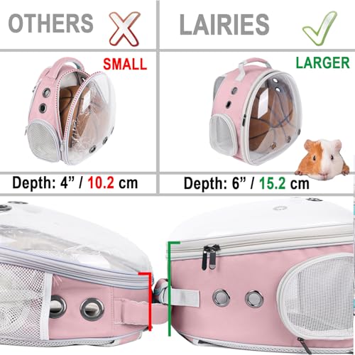 Portable Small Animal Backpack Travel Breathable Pet Carrier Bag Cages for Guinea Pig, Rabbit, Bearded Dragon, Squirrel, Tortoise, Bird, Lizard, Sugar Glider - color: Pink