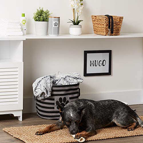 Bone Dry 5743 Pet Storage Collection Striped Paw Patch Bin, Medium Round, Black - color: Black, size: Medium Round