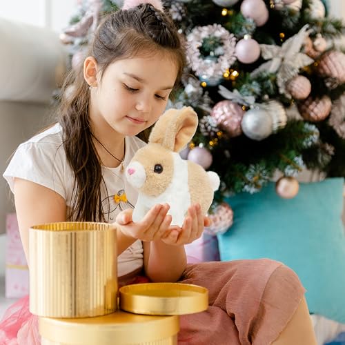 Easfan Walking Bunny Rabbit Electronic Plush Toy Gift for Kids 7" | Interactive pet with hopping ears & movements, Easter birthday holiday gift, for girls toddlers - style: Bunny_White_Beige