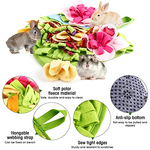 Rabbit Foraging Mat, 11.8" X 11.8" Interactive Feeding Game, Machine Washable Felt Fabric Pet Foraging Mat for Rabbits, Guinea Pigs, Hamsters, and Small Animals Anti Slip Feeding Mat Treat Dispenser - color: pink
