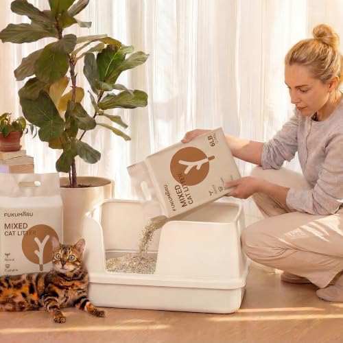 FUKUMARU Tofu Cat Litter, Applewood Blend, Clumping, Odor Control, 18 lb | Applewood Blend, Natural Odor Control, Firm Clumping, Easy Scooping, Low Dust - color: 18lbs, 6lb x 3 Bags