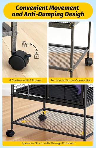 Multi-Level Metal Small Animal Cage, Removable Tray & Ramp, Lockable, BPA-Free, Indoor/Outdoor Use,for Ferrets, Hamsters, Chinchillas, Rabbits, Guinea Pigs, Hedgehogs, Gerbils - size: 36''Lx22''Wx39''H