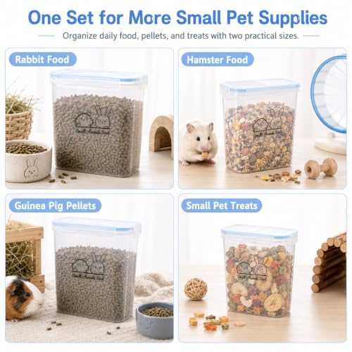 Pet Food Storage Containers,Airtight Small Animals Food Container,Cat Food Storage Container,Jars Dispenser Set with Lids,Multi Size3.52Qt/4L and2.2Qt/2.5L,for Wild Bird Seed Dispenser|BPA Free/Clear