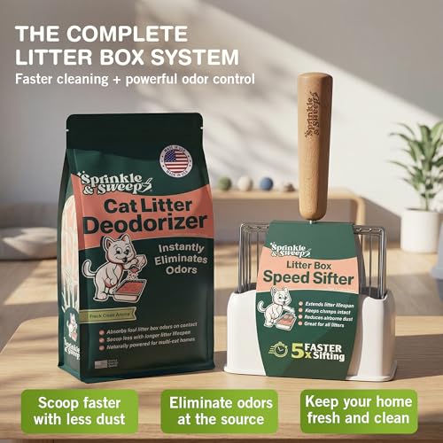 Sprinkle & Sweep: Litter Box Speed Shifter - 2 Pack - Metal Scoop, Comfortable Wood Grip, Washable Stand, Efficient Cleaning, Cat & Pet Maintenance - style: 2-Pack Sifter
