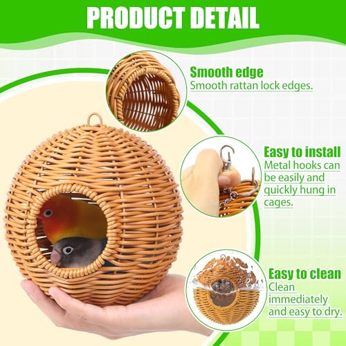 Bird Nest for Cage Hanging Small Bird Bed with Mat, Parakeet Nest | Washable Bird Hammock Hamster Toys Warm Bed House Cage Accessories for Parrot Budgie Finch Canary
