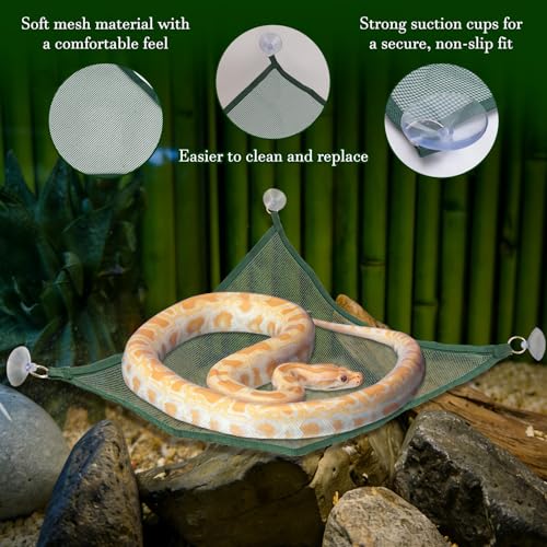Snake Climbing Rings and 2PCS Hammock for Ball Python, Enrichment Toys for Snake, Reptiletank Cage Decor Habitat Accessories, Fun Exercise and Resting Toy for Chameleon, Gecko, Lizard, Parrot