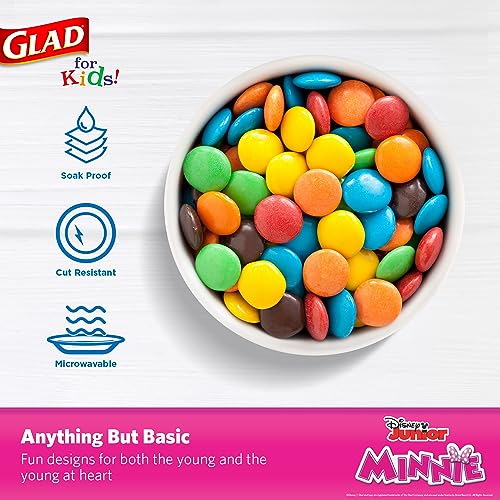 Glad for Kids Disney Mickey and Friends Disposable Paper Snack Bowls, Lids Not Included, Pink Minnie - Heavy Duty, Microwavable Snack Cups for Soup or Ice Cream, No Lids, 6 Ounce, 32 Count - size: 32 Count (Pack of 1)
