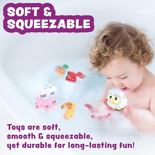 Tub Works® Barnyard™ Mold Free Bath Toys, 6 Pack | Sealed, No Hole Bath Toys Design Keeps Moisture Out | Soft, Squeezable & Float on Water | Farm Animals Baby & Toddler Bathtub Toys | Baby Pool Toys - style: 6 Pack