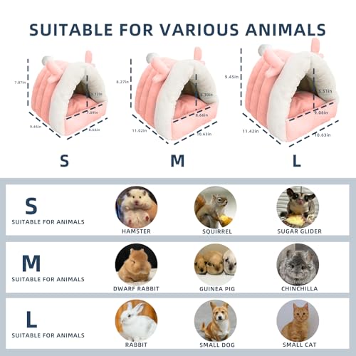 Guinea Pig Hideout, Warm Bed for Guinea Pig,Rabbits, Chinchillas, Guinea Pig Bed, Cozy Small Animal Winter Shelter (Pink, Medium) - color: Pink, size: Medium