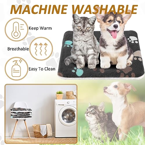 4 Pack Ultra Soft Dog Cat Bed Mat Small Animal Guinea Pig Bed with Cute Print Reversible Fleece Dog Crate Kennel Pad Cozy Washable Thickened Hamster Pet Beds Mat(13 x 19 Inches,Black) - color: Black, size: 13 x 19 Inches