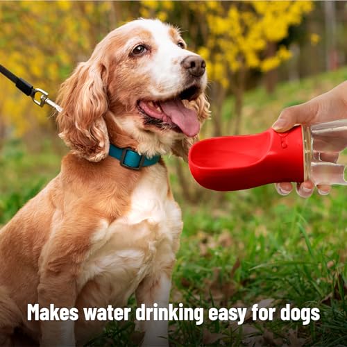 Mr. Pen- Portable Dog Water Bottle, 19 oz, Large | Leak Proof Puppy Water Dispenser with Drinking Feeder for Pets, Outdoor Walking, Hiking, Travel, Not Dishwasher Safe - color: Red
