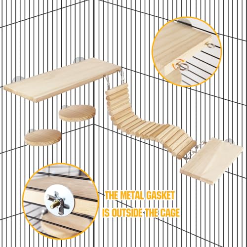 Hamster Suspension Bridge Toy，Small Animal Climbing Toys,Chinchilla Cage Natural Wood Flexible Platform Toy,Suitable for Hamsters, Chinchillas, Guinea Pigs, Birds, Small Animals - color: S-4P