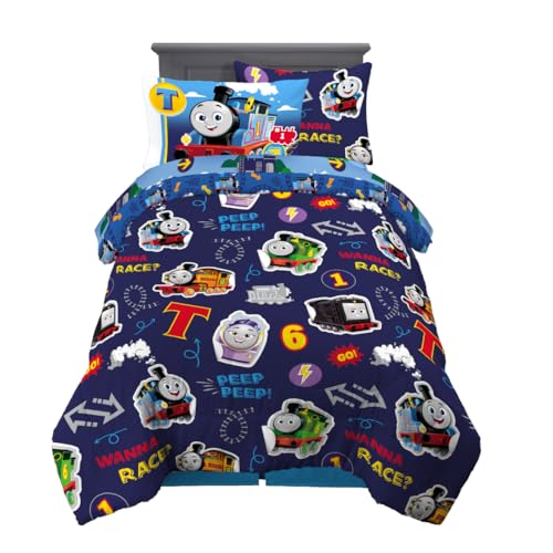 Franco Thomas & Friends Kids Bedding Super Soft Comforter and Sheet Set with Sham, 5 Piece Twin Size, (Officially Licensed Product) - color: Thomas & Friends, size: 5 Piece Twin Size
