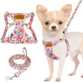 Lukovee Puppy Harness and Leash Set, No Pull, Lightweight Step in Vest | Adjustable, Soft Suede Vest, Easy Put on and off Pet Harness with Snap Buckle & 51in Leash for Small Medium Dogs (Flower,XXS) - color: Flower, size: XX-Small ( 2.2-6lb )