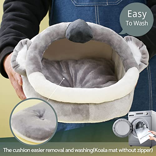 JanYoo Warm Bunny Bed for Rabbits Outdoor Cage Hideout Hut Tent Cave Tunnel Cute House Cotton Washable Winter Gray (XL,Koala) - color: 6-Koala, size: XL