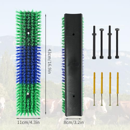 Livestock Scratch Brush With 8 Screws，Animal Back Scratching Brush for Cow,Cattle,Sheep, Horses,Pigs，Massage Grooming Tool(Green, 2pcs) - color: Green, size: 2pcs
