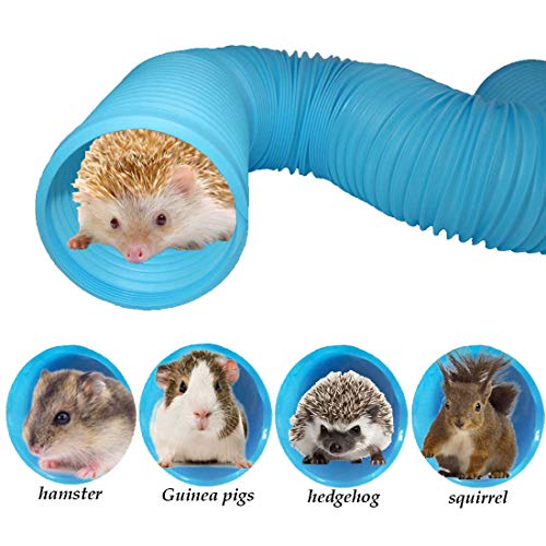 PINVNBY Hamster Fun Tunnels Pet Mouse Plastic Tube Toys Small Animal Foldable Exercising Training Hideout Tunnels for Guinea Pigs,Gerbils,Rats,Mice,Ferrets and Other Small Animals(2 PCS Blue) - color: 【Blue】