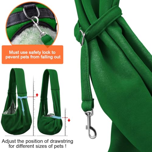Tomkas Small Dog Cat Sling Carrier Puppy Purse Travel Wrap Soft Crossbody Pet Bag (Emerald Green, M - Classic Pocket & Classic Strap) - color: Emerald Green
