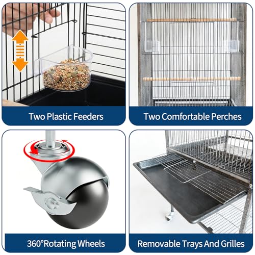 Garvee 50" h Bird Cage, Outdoor Large Parakeet Cage with Roof, Storage Shelf for Parakeets, Cockatiels, Lovebirds