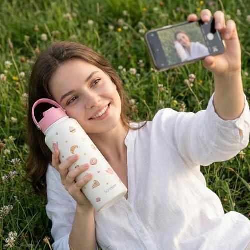 Baking Gift for Women, Water Bottle Stainless Steel 32oz with Lid & Straw, Sweets Aesthetic Insulated Bottles Gifts for Baker Girls Friends Teens Birthday Christmas - color: Baking