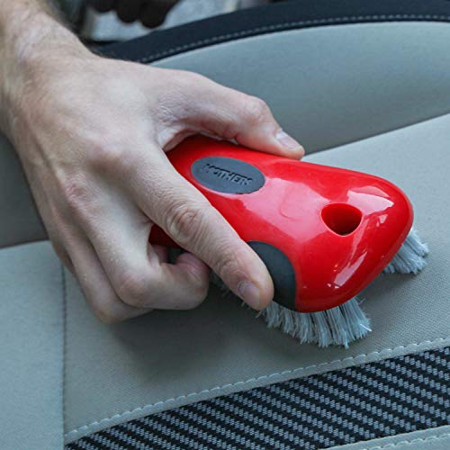 Mothers Soft Bristle Leather and Upholstery Car Cleaning Scrub Brush for Automotive, Home, Couch, Stain Remover, Red - style: Leather Brush