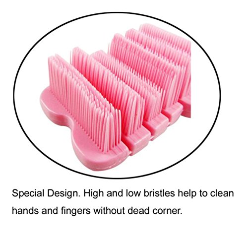 Baby Nail Brush, Kids Nail Scrubber Brush, Toddler Scrub Brush, Pink | Finger Nails Scrub Brush for Cleaning Fingernails Dirt Cleaner, Soft Bristle, For Baby Children, Cute Animal Bear Style - color: Pink