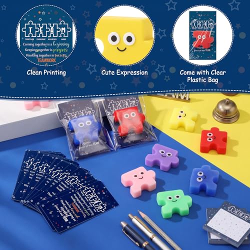 HyDren 60 Set Inspirational Puzzle Stress Ball Teamwork Gifts Bulk | Team Gifts, Motivational Cards, Kawaii Squeeze Stress Relief Ball, Employee Appreciation, Cute Fidget Toy for Coworker, Adult - style: Puzzle