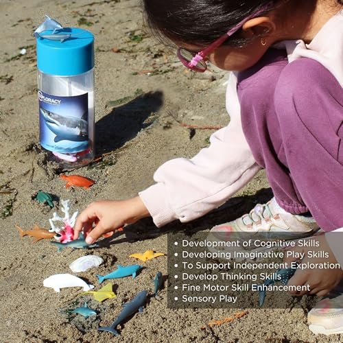 15pcs Mini Sea Animals Toys for Kids Toddlers Ocean Animal Toy Figurine Realistic Sealife with Shark Whale & Dolphin Bath Toys Sensory Bin Play Birthday & Party Favors