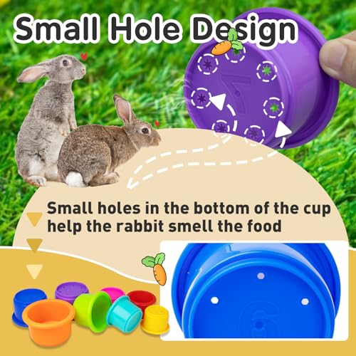8 Pcs Colorful Stacking Cups for Rabbits, Colorful Bunny Cups for Rabbits and Small Animals, Nesting Rabbit Cups of Different Sizes, Bunny Stacking Cups for Hiding Food and Playing - color: Rainbow
