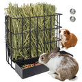 BESNEW 2-in-1 Large Rabbit Hay Feeder with Food Box,Upgraded Metal Guinea Pig Hay Feeder Hay-Leak Proof Bottom,Easy to Install,Bunny Supplies for Rabbit Guinea Pig Chinchilla Small Animals - color: Black, size: 10in feeder-box