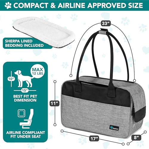 PetAmi Dog Purse Carrier for Small Dogs Cats, TSA Airline Approved Soft-Sided Pet Carrier with Pockets, Ventilated Travel Tote Bag with Bed & Shoulder Strap, Puppy Kitten, Max 12 lbs, Heather Grey - color: Heather Grey