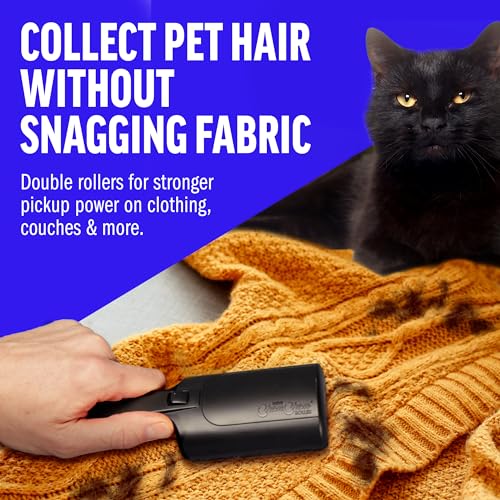 ChomChom Roller Pet Hair Remover – Reusable Lint Roller Pet Hair Removal Tool for Clothes, Couches, Cars and Travel - Cat Dog Hair Remover, Compact, No Sticky Refills Needed (Mini Roller) - color: Black Matte