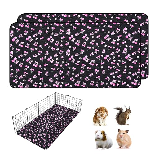 2 Pack Guinea Pig Cage Liner, 24" x 48" Washable Reusable Guinea Pig Liner, Super Absorbent Waterproof Leak-Proof Pet Pee Pad Mats, Guinea Pig Mats - size: ZZ 24*48"(2PCS)