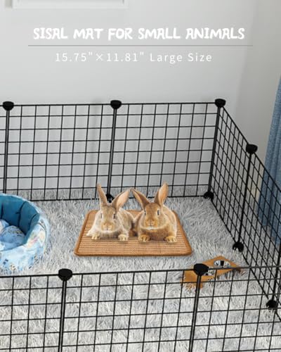 JanYoo 2pcs Bunny Scratch Pads Natural Sisal Rabbit Scratching Pad Bunny Scratcher Mat Resting Mats for Cages, Small Animal Claws and Teeth Care Bedding Accessories for Guinea Pig (15.7x11.8in, Brown) - color: 2-Brown