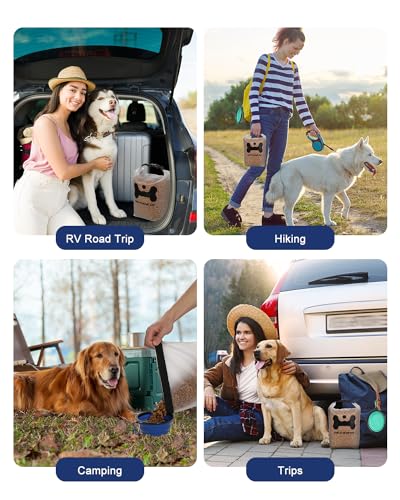 ANVS Silicone Pet Food Storage Bag,40-Cup Dog Food Travel Bag with 2PCS Collapsible Bowls, Perfect for Camping Trip, Dog Boarding, Weekend Getaways and Travel