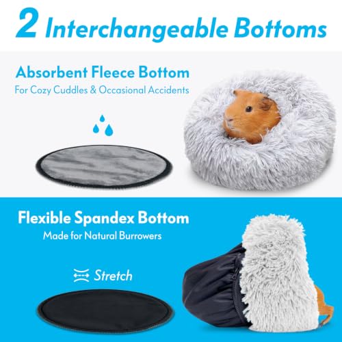 Paw Inspired Furr-O Burrowing Pet Bed Enrichment,Removable Base, Light Gray | Cozy Carrier Toy, Zip-On Spandex and Fleece Bottoms, Hideout Cage Accessories for Guinea Pigs, Hamsters, Small Pets, Animals - color: Light Gray