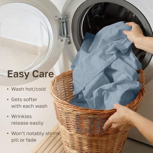 California Design Den 100% Egyptian Cotton Full Bed Sheets Set, Steel Blue | Backed by Good Housekeeping Seal, Light & Airy Soft Sateen, 15" Deep Pocket, All-Around Elastic, Durable, Easy Care 4pc Set - color: Steel Blue, size: Full