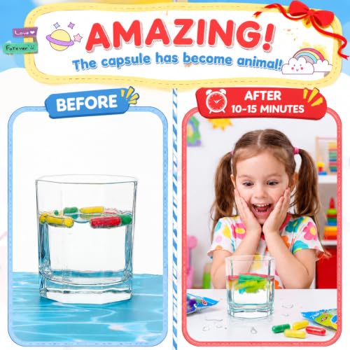 Gejoy 8 Pack Water Growing Capsules for Kids Water Animals Capsules Magic Dinosaur Unicorn Sea Creature Bath Toys for Party Cognition Sponge Pills Bath Expanding Foam (Animal)