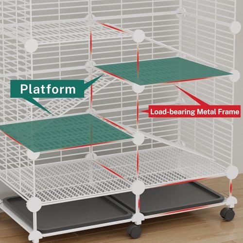 STILLCOVE 4-Tier Guinea Pig Cages Indoor: Small Animal Playpen with Trays | with Platforms and Ramps, Universal Wheels, C&C Pet Enclosure for Rabbit, Bunny, Hamster, Rat, Chinchilla, Hedgehog, Rodent - size: XL - 28.7" x 14.6" x 34.2"