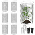 6 Sets of 18'' x 12'' Garden Plant Protectors from Animals with Detachable Covers Metal Plant Cage Chicken Wire Cloche with Ground Stakes and Nylon Tie Wire Plant Cage to Keeping Bunny Animals Out - size: 18x12Inch