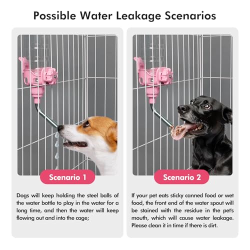 Vannon Dog Crate Water Bottle, 34oz Top-Fill Pet Water Dispenser, Pink | kennel water bottle helps keep pets hydrated longer with fewer refills and easy daily care. - color: Pink, size: 34oz