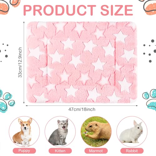 Haull 4 Pcs Waterproof Guinea Pig Bedding Soft Dog Cat Bed Crate Mat Small Animal Plush Cage Liners Rabbit Bunny Kennel Pad Reversible Cozy Pee Thickened Hamster Pad(Cute Star,13 x 18.5 Inch) - size: 13 x 18.5 Inch