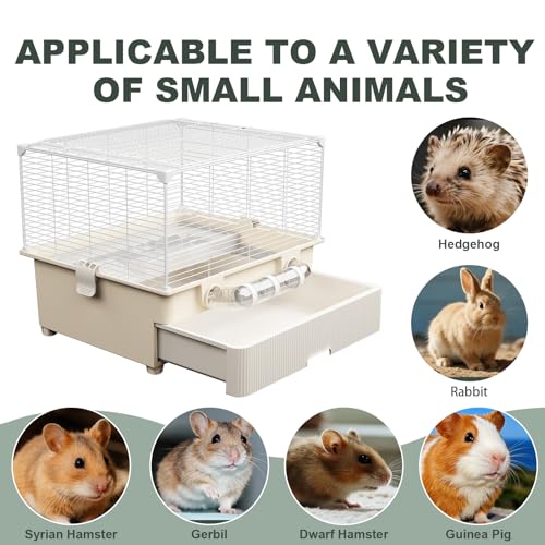 Oneluck 2 Tiers Large Hamster Cages with Accessories,Drawer-Style for Easy Cleaning,Small Animal Habitats for Syrian Hamster,Gerbil, Mice(White)