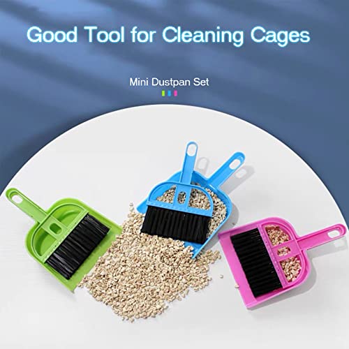 SEIS 3 Pack Hamster Mini Dustpan and Broom Set Guinea Pig Classical Besom Chinchillas Sweeper Cavy Cage Clean Hedgehogs Scooper for Small Animal (Green) - color: Green