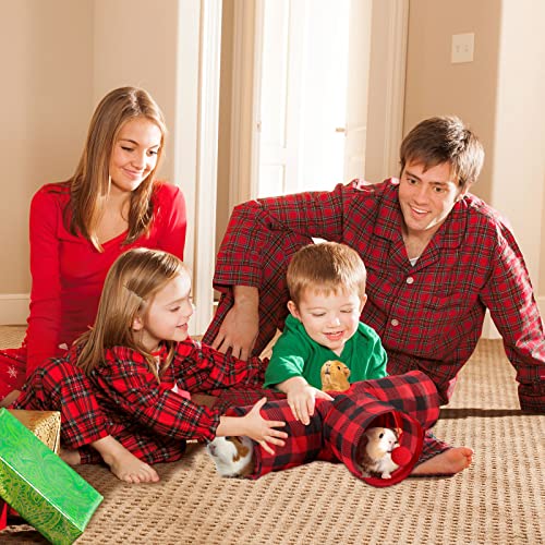 YUEPET Guinea Pig Tunnel, Guinea Pig Toys, 3-Way Play Tubes, Red Plaid | Guinea Pig Play Tubes, Collapsible Design, Hanging Play Ball, Peekaboo Opening, 5.9 in Entrance, Red & Black Plaid - color: Plaid